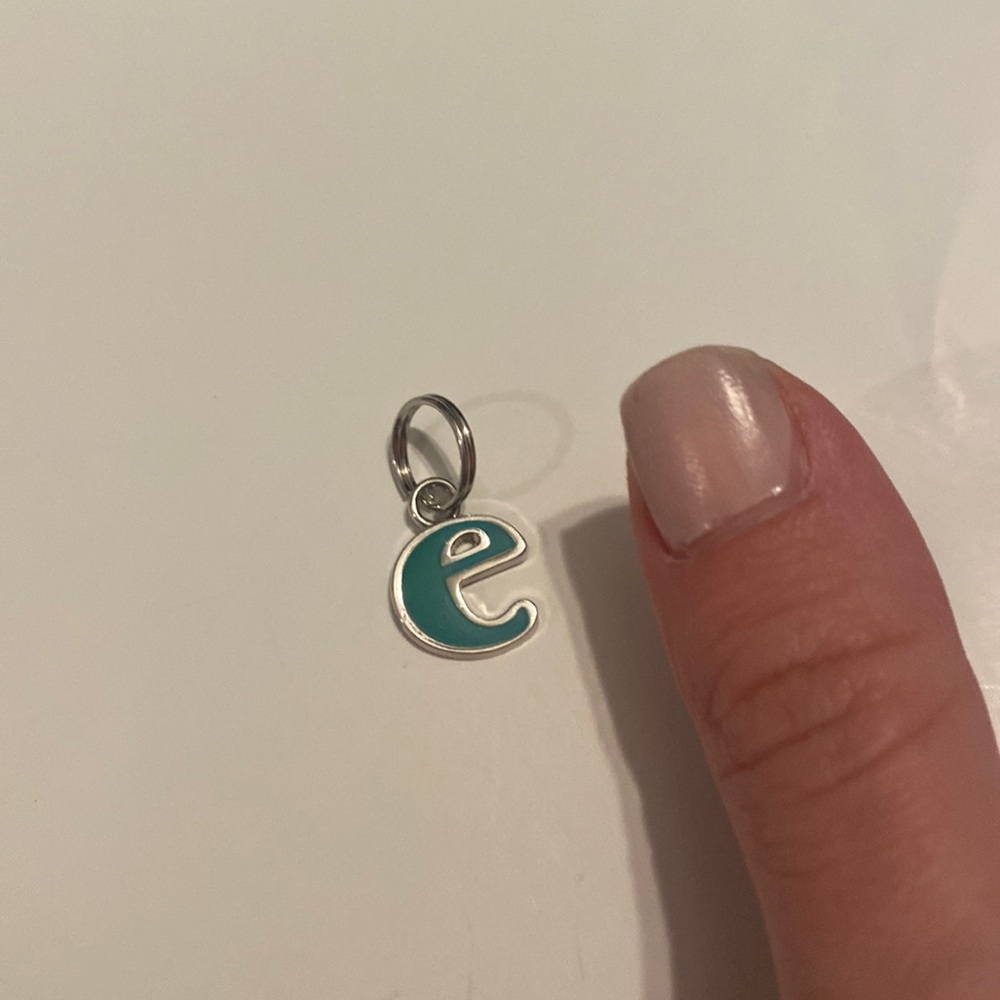 Teal lacquered e charm